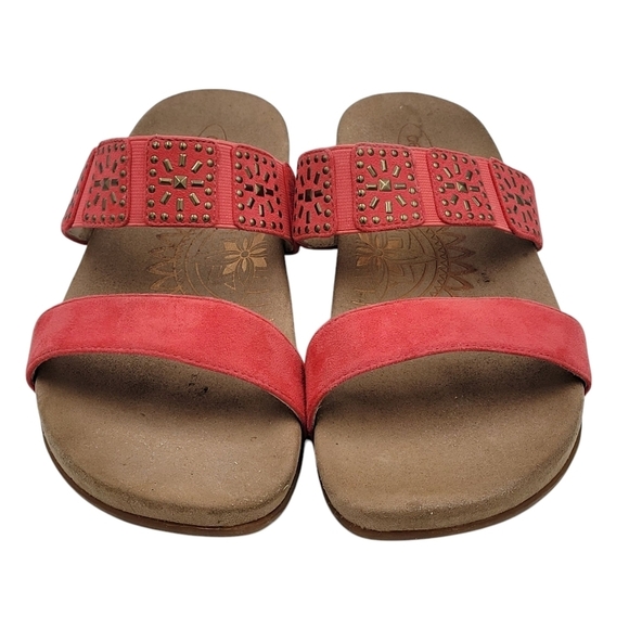 Aetrex Sandals Women 10.5 to 11 Red Double Straps Embellished Memory Foam - Picture 4 of 12